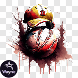 Dirty and Worn Baseball with Cap and Unknown Logo PNG33