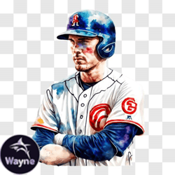 Chicago Cubs Baseball Player with Crossed Arms PNG