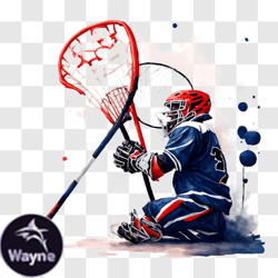 Lacrosse Player Ready to Shoot Puck with Hockey Stick PNG