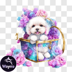 Dog with Flowers   Cute Gift Idea PNG Design 224