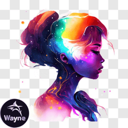 Peaceful and Dreamy Portrait with Colorful Galaxy PNG Design 228