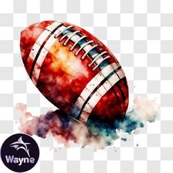 Colorful Watercolor Football Ball PNG Design 282
