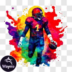 Football Player with Number 1 Running Towards the Right PNG Design 286
