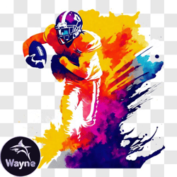 Colorful Football Player Running with Ball PNG Design 295