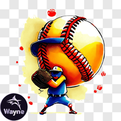 Baseball Player Throwing Enormous Ball PNG Design 26