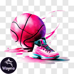 Sleek Pink and Black Basketball PNG Design 43