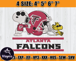 Atlanta Falcons Embroidery, Snoopy Embroidery, NFL Machine Embroidery Digital, 4 sizes Machine Emb Files-05-Wayne