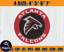 Atlanta Falcons Embroidery, NFL Falcons Embroidery, NFL Machine Embroidery Digital, 4 sizes Machine Emb Files -14-Wayne