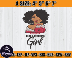 Atlanta Falcons Embroidery, NFL Girls Embroidery, NFL Machine Embroidery Digital, 4 sizes Machine Emb Files -21-Wayne