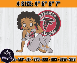 Atlanta Falcons Embroidery, Betty Boop Embroidery, NFL Machine Embroidery Digital, 4 sizes Machine Emb Files -28-Wayne