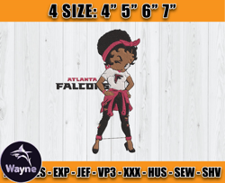 Atlanta Falcons Embroidery, Betty Boop Embroidery, NFL Machine Embroidery Digital, 4 sizes Machine Emb Files -29-Wayne