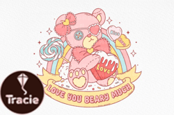 Retro Valentine Teddy Bear Sublimation Design 101