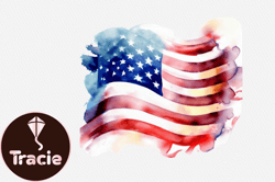 Watercolor American Flag. Clipart PNG Design 13