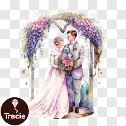 Watercolor Wedding Illustration PNG Design 210