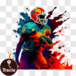 Colorful American Football Player in Action PNG Design 299