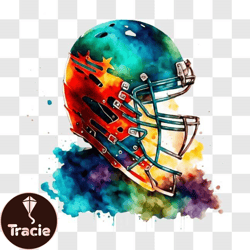Colorful Football Helmet Artwork PNG Design 317