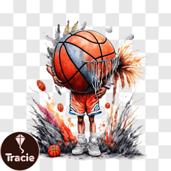 Basketball Player in Action with Fireworks PNG