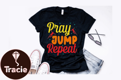 Pray Jump Repeat Vintage T Shirt Design