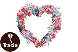 Watercolor 4th of July Wreath Heart Design 11