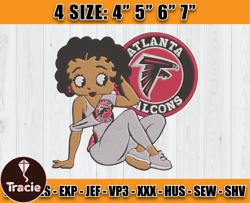 Atlanta Falcons Embroidery, Betty Boop Embroidery, NFL Machine Embroidery Digital, 4 sizes Machine Emb Files -28-Tracie