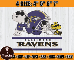 Ravens Embroidery, Snoopy Embroidery, NFL Machine Embroidery Digital, 4 sizes Machine Emb Files-01