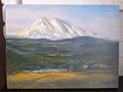 Oil painting on canvas Mountain landscape Elbrus 16x12 inches handmade LyudmilaStrebkovaGallery