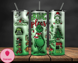 Christmas 20oz Tumbler Wrap PNG, Christmas 3D Inflated Puffy Tumbler Wrap Png, Grinchmas 20oz Png 311