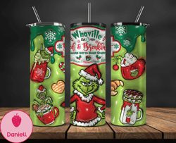 Grinchmas Christmas 3D Inflated Puffy Tumbler Wrap Png, Christmas 3D Tumbler Wrap, Grinchmas Tumbler PNG 50