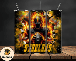 Pittsburgh Steelers Tumbler Wrap, Crack Hole Design, Logo NFL Football, Sports Tumbler Png, Tumbler Design by Daniell St