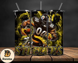 Pittsburgh Steelers  Tumbler Wrap Glow, NFL Logo Tumbler Png, NFL Design Png, Design by Davisbundlesvg-27