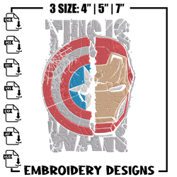 Captain x iron man Embroidery Design, Marvel Embroidery, Embroidery File, Anime Embroidery, Anime shirt,Digital download