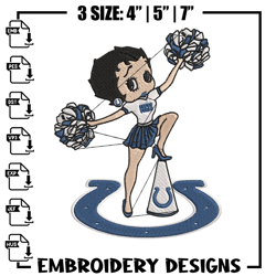 Cheer Betty Boop Indianapolis Colts embroidery design, Indianapolis Colts embroidery, NFL embroidery, sport embroidery.