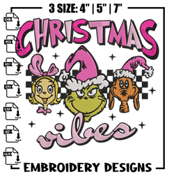 Chrismas vibes Embroidery Design, Grinch Embroidery, Embroidery File, Chrismas Embroidery, Anime shirt, Digital download