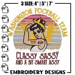 Commanders Classy Sassy And A Bit Smart Assy embroidery design, Commanders embroidery, NFL embroidery, sport embroidery.