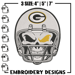 Green Bay Packers Skull Helmet embroidery design, Green Bay Packers embroidery, NFL embroidery, logo sport embroidery.