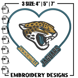Jacksonville Jaguars Heart embroidery design, Jacksonville Jaguars embroidery, NFL embroidery, logo sport embroidery.