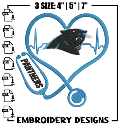 Stethoscope Carolina Panthers embroidery design, Carolina Panthers embroidery, NFL embroidery, logo sport embroidery