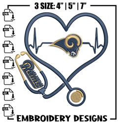 Stethoscope Los Angeles Rams embroidery design, Rams embroidery, NFL embroidery, sport embroidery, embroidery design.