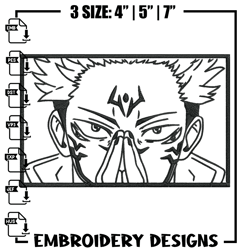 Sukuna box Embroidery Design, Jujutsu Embroidery, Embroidery File, Anime Embroidery, Anime shirt, Digital download
