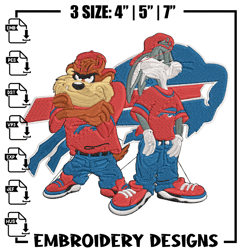 Taz And Bugs Kriss Kross Buffalo Bills embroidery design, Buffalo Bills embroidery, NFL embroidery, sport embroidery.