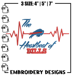 The heartbeat of Buffalo Bills embroidery design, Bills embroidery, NFL embroidery, sport embroidery, embroidery design.