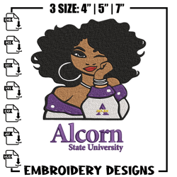 Alcorn State girl embroidery design, NCAA embroidery, Embroidery design, Logo sport embroidery, Sport embroidery
