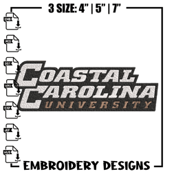 Coastal Carolina logo embroidery design, NCAA embroidery, Sport embroidery, logo sport embroidery, Embroidery design