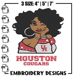 Houston Cougars girl embroidery design, NCAA embroidery, Embroidery design, Logo sport embroidery,Sport embroidery