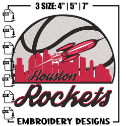 Houston Rockets logo embroidery design,NBA embroidery, Sport embroidery, Embroidery design, Logo sport embroidery.