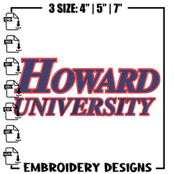 Howard University logo embroidery design, NCAA embroidery, Sport embroidery, logo sport embroidery,Embroidery design