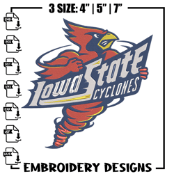 Iowa State design embroidery design, NCAA embroidery,Sport embroidery,Logo sport embroidery,Embroidery design.
