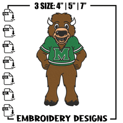 Marshall University mascot embroidery design, NCAA embroidery, Sport embroidery, Logo sport embroidery,Embroidery design
