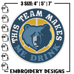 Memphis Grizzlies design embroidery design, NBA embroidery,Sport embroidery, Embroidery design,Logo sport embroidery