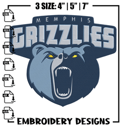 Memphis Grizzlies logo embroidery design, NBA embroidery, Sport embroidery,Embroidery design,Logo sport embroidery